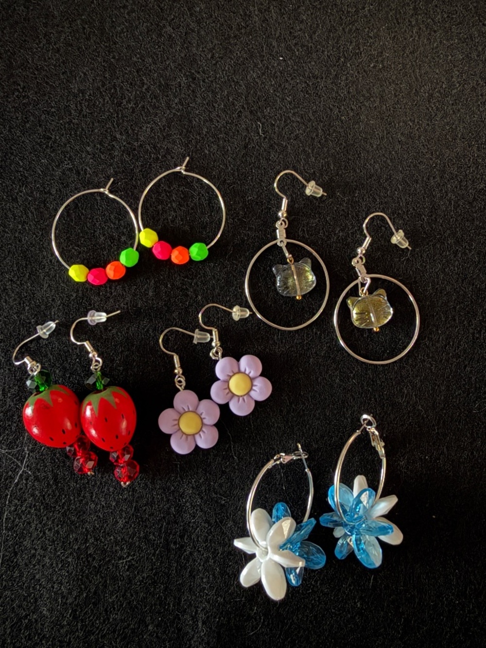 Earrings Bundle 5 Pair Whimsical Style Hoop and Dangle